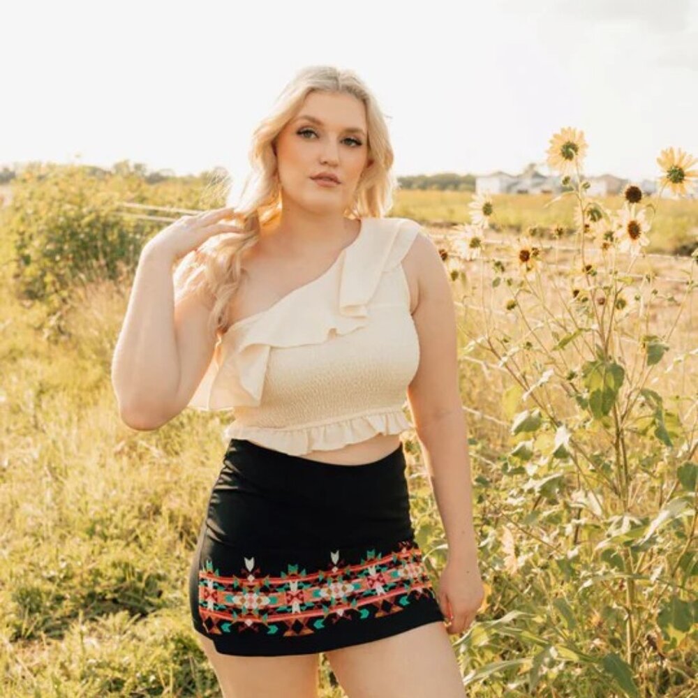 Embroidered Aztec Skort